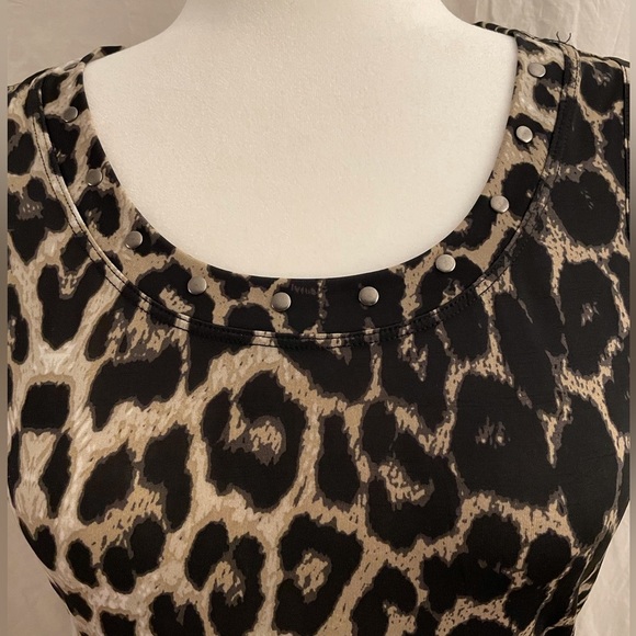 Leopard Print Sleeveless Tunic Size Small Petite - Picture 2 of 13